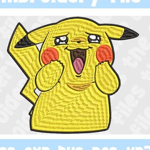 Cute Pikachu Embroidery File, Pokemon Embroidery File, Digital Download, Instant Download