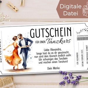 Gutschein Tanzkurs Vorlage | Gutschein zum Ausdrucken | Geschenkidee Tanzen lernen | Zeit statt Zeug | Geschenkgutschein