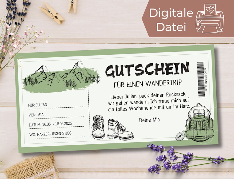 Gutschein Wandern Vorlage Gutschein Ausflug zum Ausdrucken Gutschein