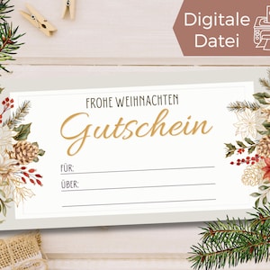 Plantilla de vale de Navidad universal | Vale de regalo de Navidad en blanco para imprimir | Tiempo para ideas de regalos en lugar de cosas