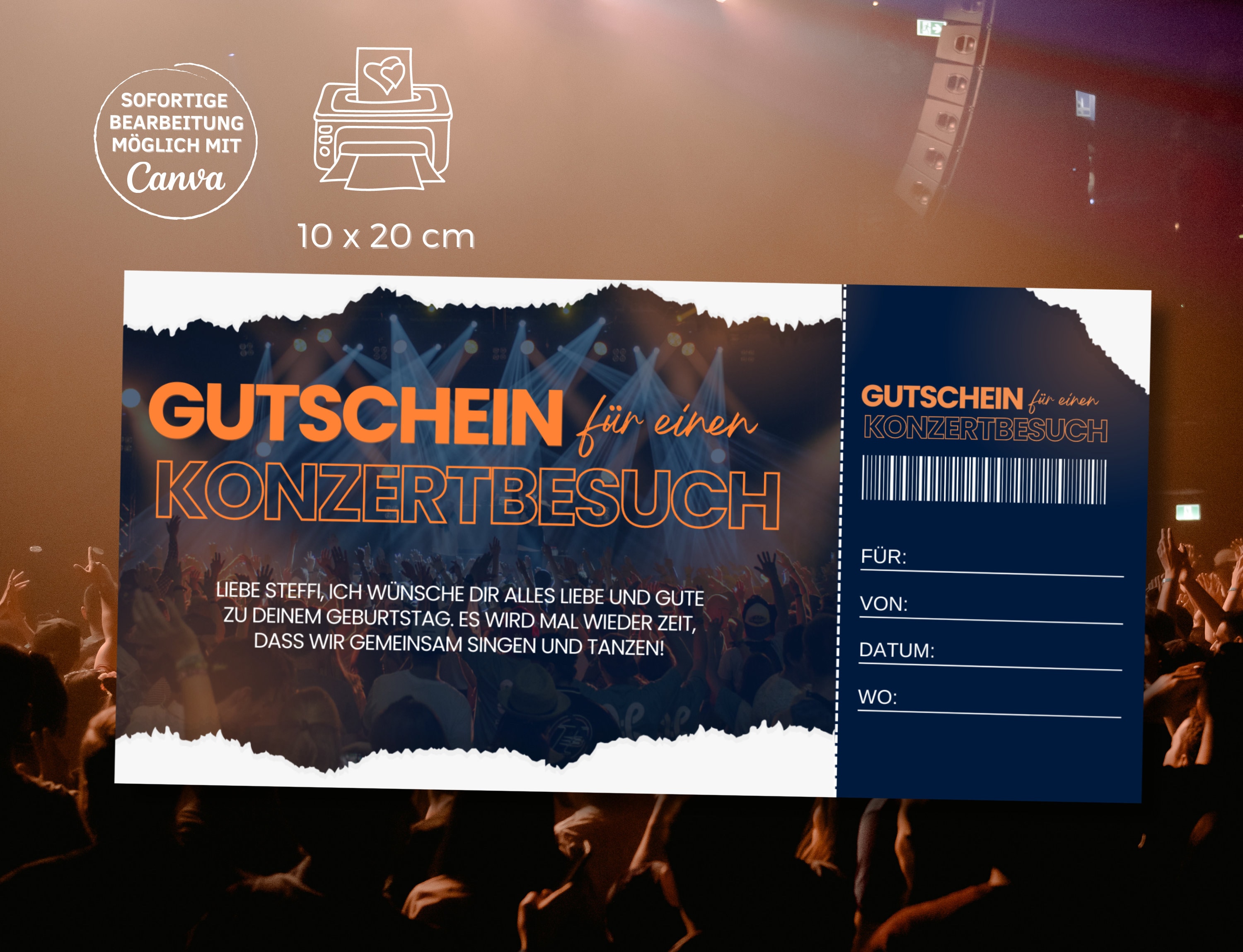 Gutschein Konzertbesuch Vorlage Gutschein Konzert zum Ausdrucken Ticket
