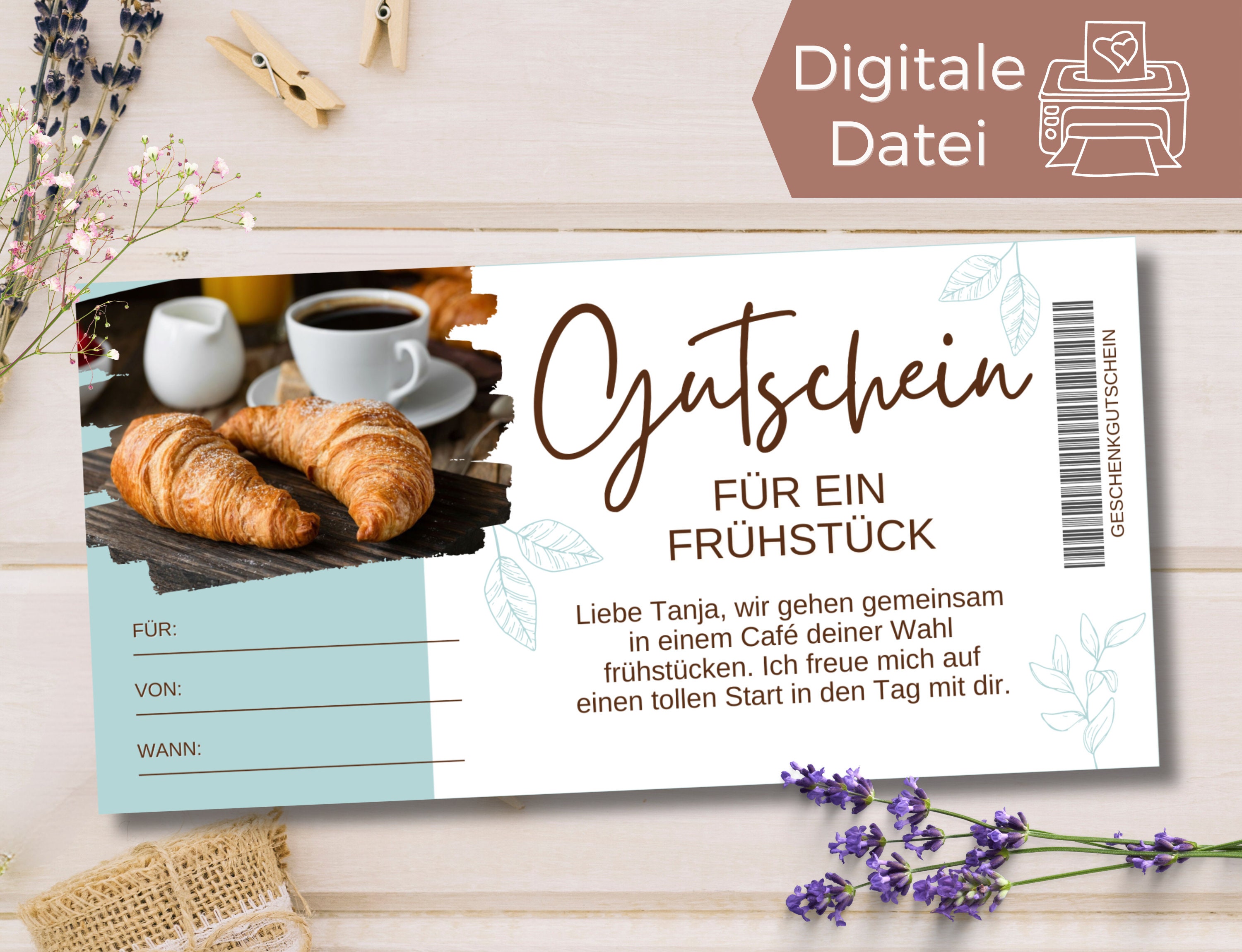 Gutschein Frühstück Vorlage Gutschein Frühstücken zum Ausdrucken