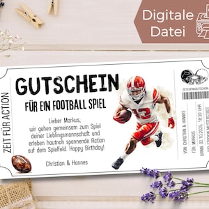 Gutschein Football Spiel Vorlage zum Ausdrucken | Digitaler Geschenkgutschein American Football Stadion Besuch verschenken | Geschenkidee