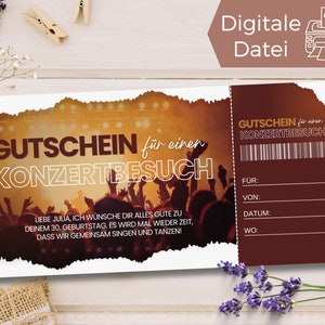 Voucher concert visit template | Voucher concert to print out | Ticket gift voucher to design | gift idea