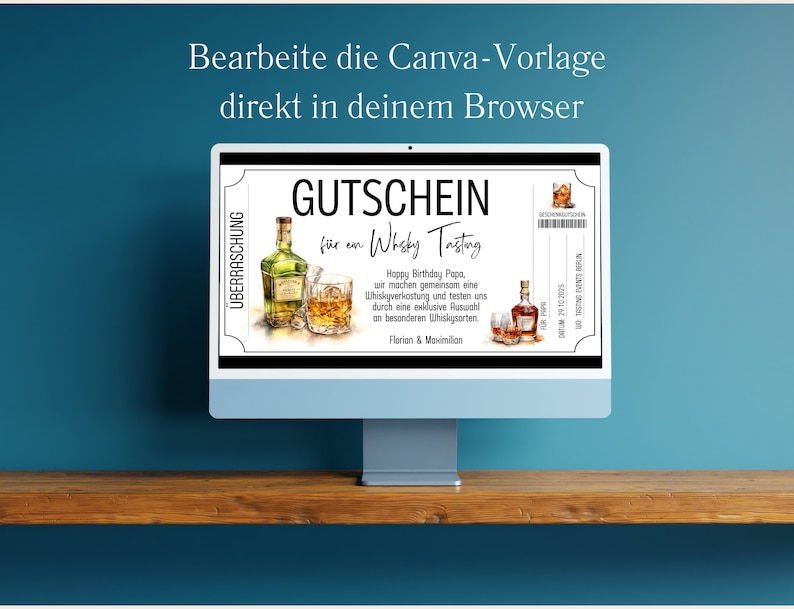 Gutschein Whisky Tasting Vorlage zum Ausdrucken Gutschein Whiskyverkostung zum Gestalten