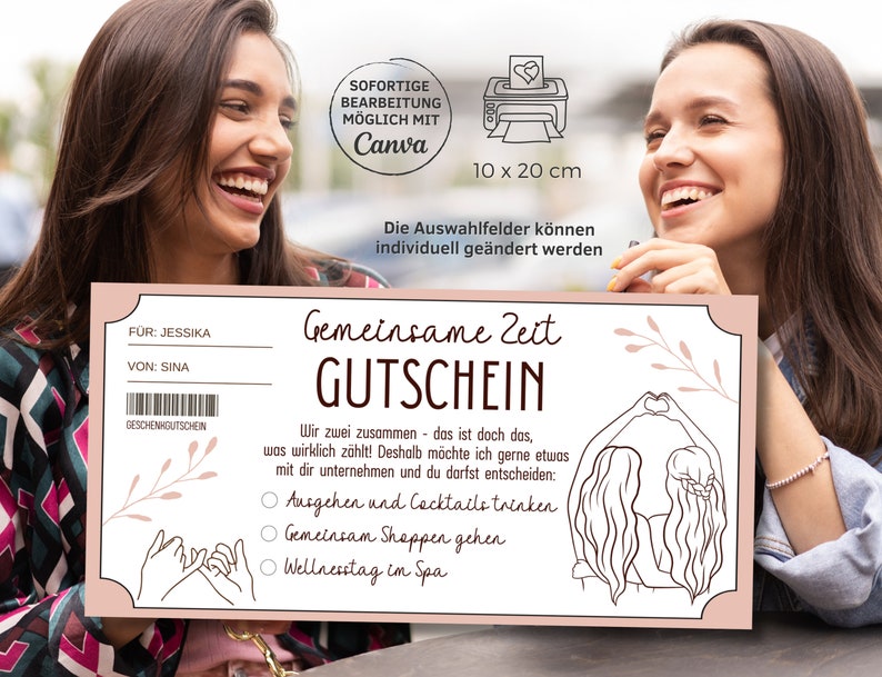 Gutschein gemeinsame Zeit beste Freundinnen Vorlage Gutschein zum
