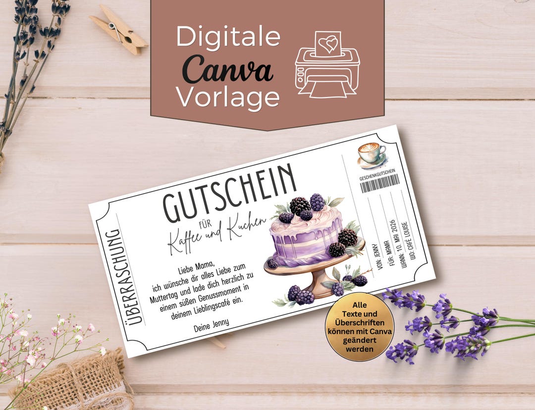 Plantilla de cupón de café y pastel | Bono para visitar una cafetería para  imprimir | Idea de regalo de cumpleaños | Cupón para diseñar tú mismo - ..., image size:1080x828