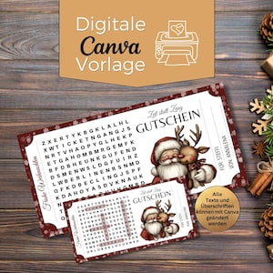 Christmas Voucher Puzzle | Time Not Stuff Christmas Voucher | Canva Template with Santa & Reindeer | Printable Voucher Template