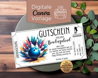 Bowling Night Voucher Template to Print | Go Bowling | Bowling Voucher Template | Gift Voucher for Bowling with Friends