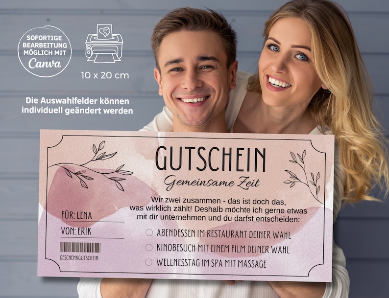 Gutschein gemeinsame Zeit Vorlage Gutschein zum Ausdrucken Geschenkidee