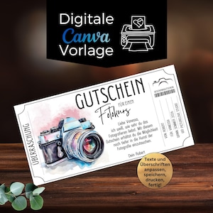 Photo Course Voucher Template | Photo Workshop Gift Idea | Photography Workshop | Printable Photography Course Gift Voucher