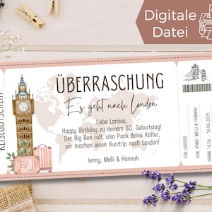 Travel Voucher London | Voucher template for a trip to England | Voucher short trip to print out | Holiday Gift Voucher