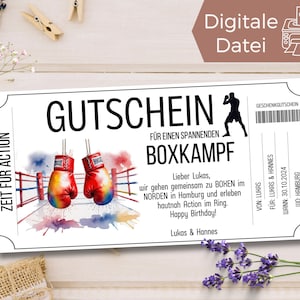 Voucher bokswedstrijdsjabloon om af te drukken | Digitale cadeaubon kickboksen | MMA-gevecht als cadeau | Cadeau-idee man