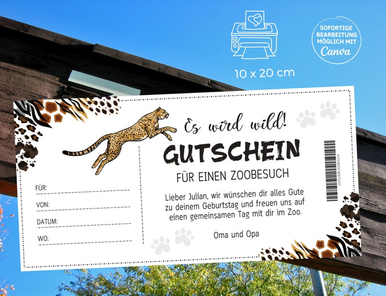Gutschein Zoobesuch Vorlage Gutschein Ausflug in den Zoo zum Ausdrucken