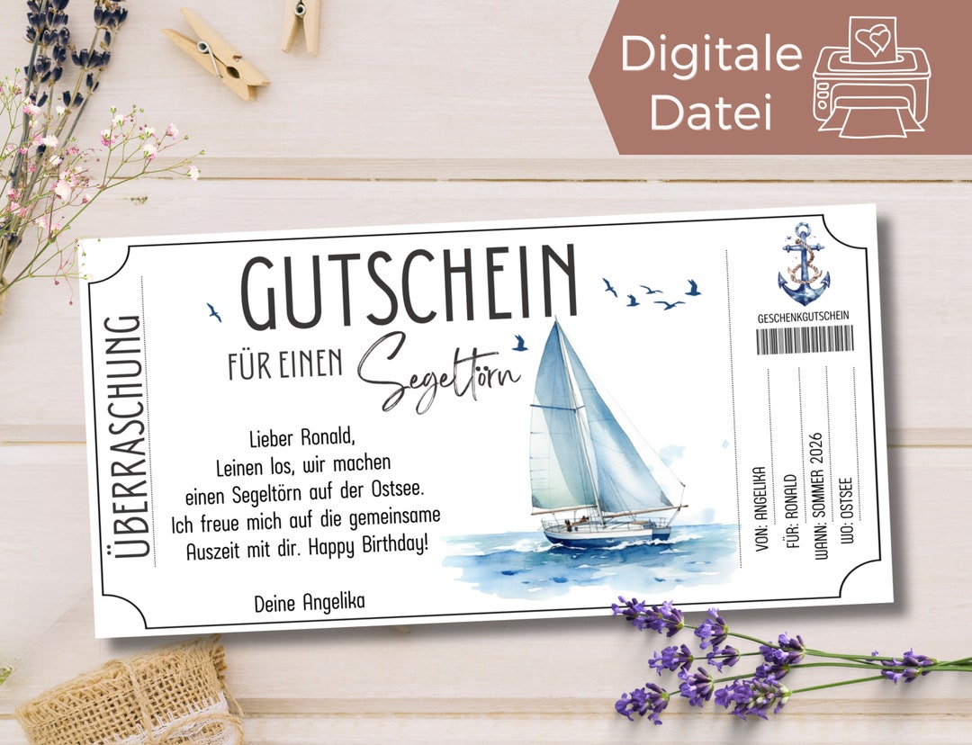 Voucher Sailing Trip Template Voucher Excursion to Print Voucher Sailing to Design Gift Voucher