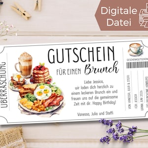 Gutschein Brunch Vorlage | Gutschein brunchen gehen zum Ausdrucken | Geschenkidee Frühstück | Gutschein zum selbstgestalten