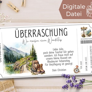 Gutschein Wandern Vorlage | Gutschein Ausflug zum Ausdrucken | Gutschein Wanderung zum Gestalten | Geschenkgutschein | Geschenkidee