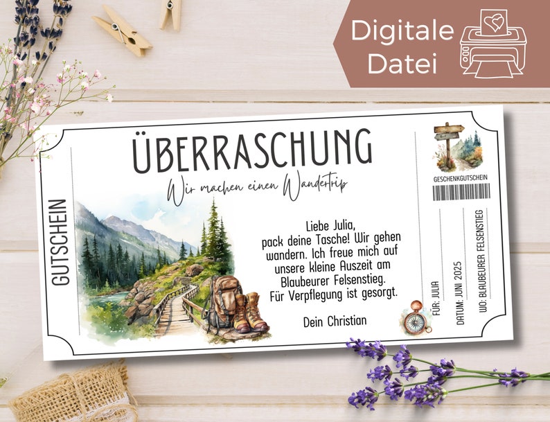 Gutschein Wandern Vorlage Gutschein Ausflug zum Ausdrucken Gutschein