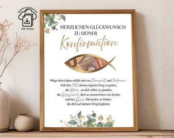 Regalo di denaro per la Cresima Ichthys Oro Verde | Regalo per ragazzi e ragazze | Stampabile | Idea regalo fai da te con denaro | File di stampa elegante