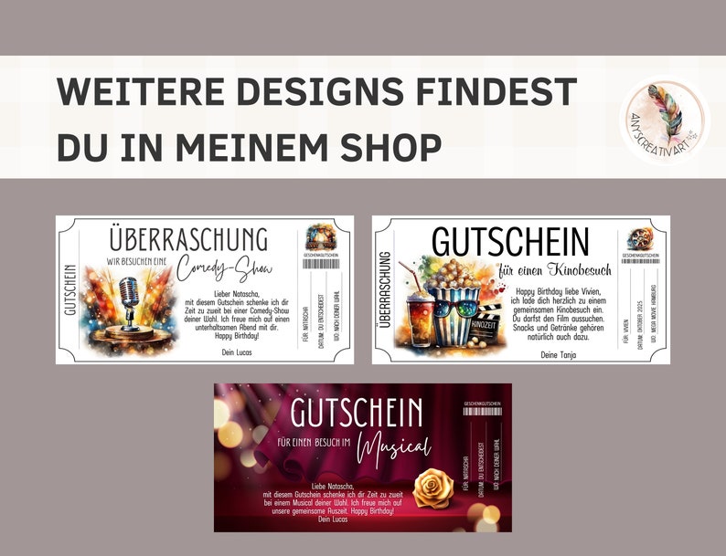 Voucher museum visit template | Voucher template art exhibition gallery to print out | Gift voucher to design | Gift idea image 9