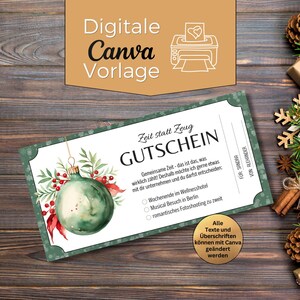 Plantilla de vale de regalo de Navidad | Certificado de regalo para imprimir | Opciones para elegir ideas de regalos de Navidad | Tiempo en lugar de cosas