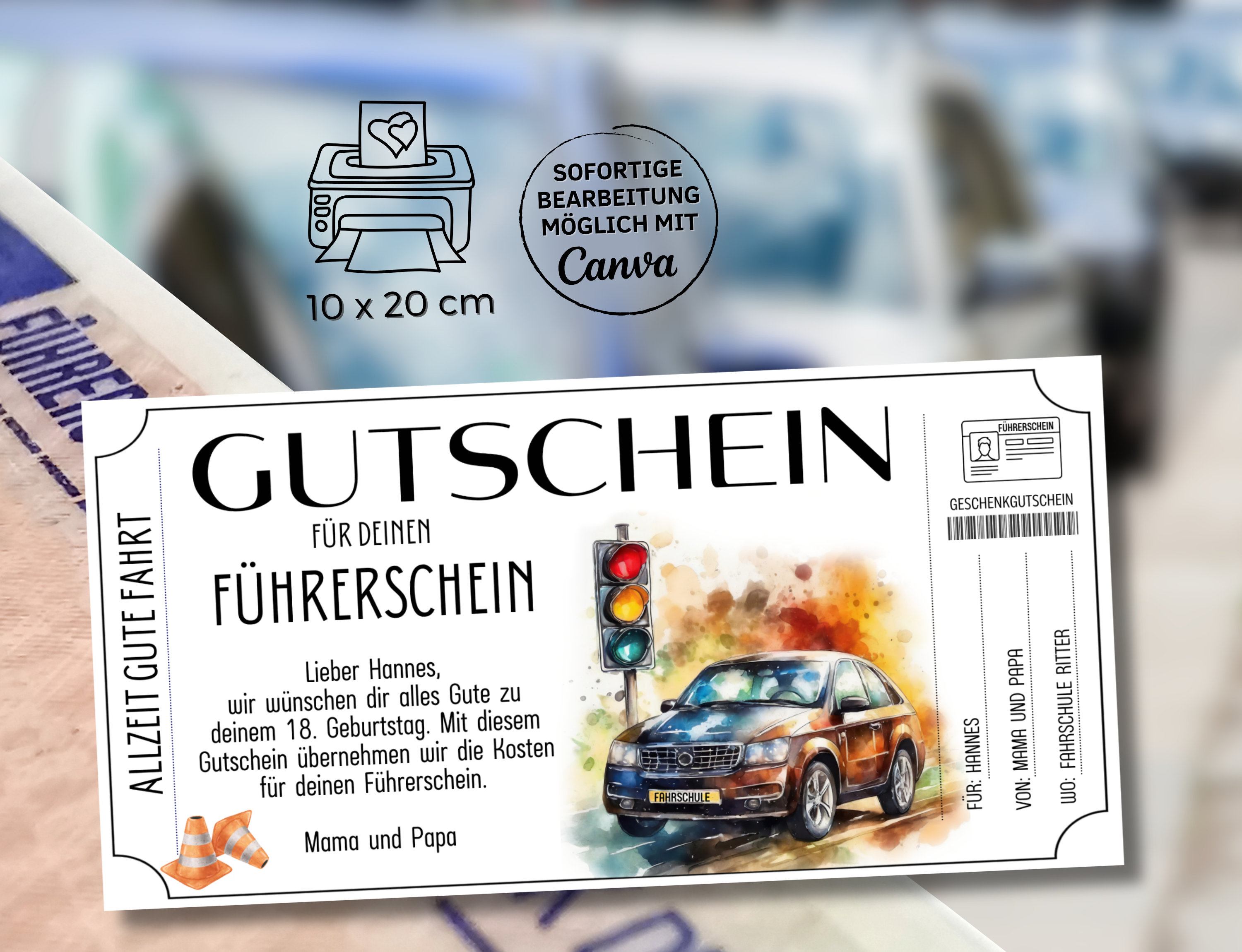 Gutschein Führerschein Vorlage zum Ausdrucken Geschenkgutschein