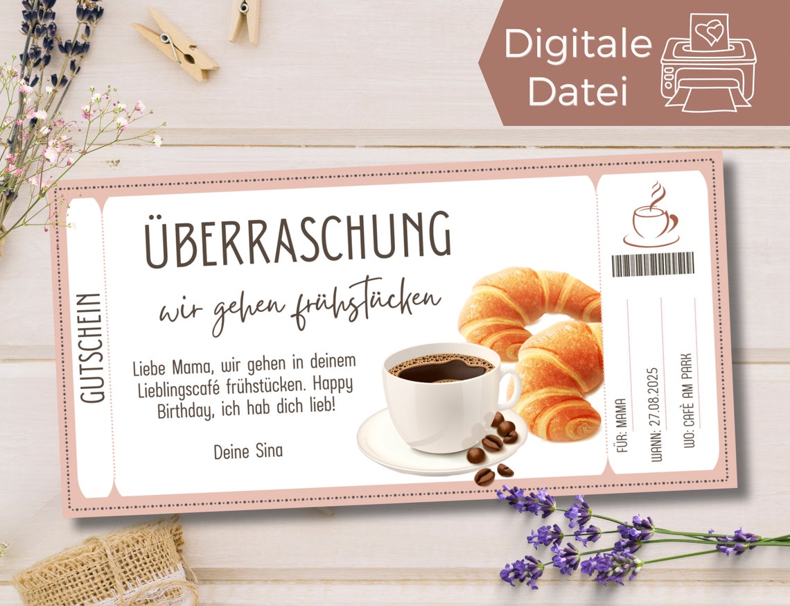 Gutschein Frühstück Vorlage Gutschein Frühstücken zum Ausdrucken
