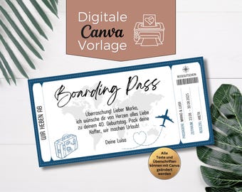 Flight voucher boarding pass template | Printable flight voucher | Design your own gift voucher | Travel voucher