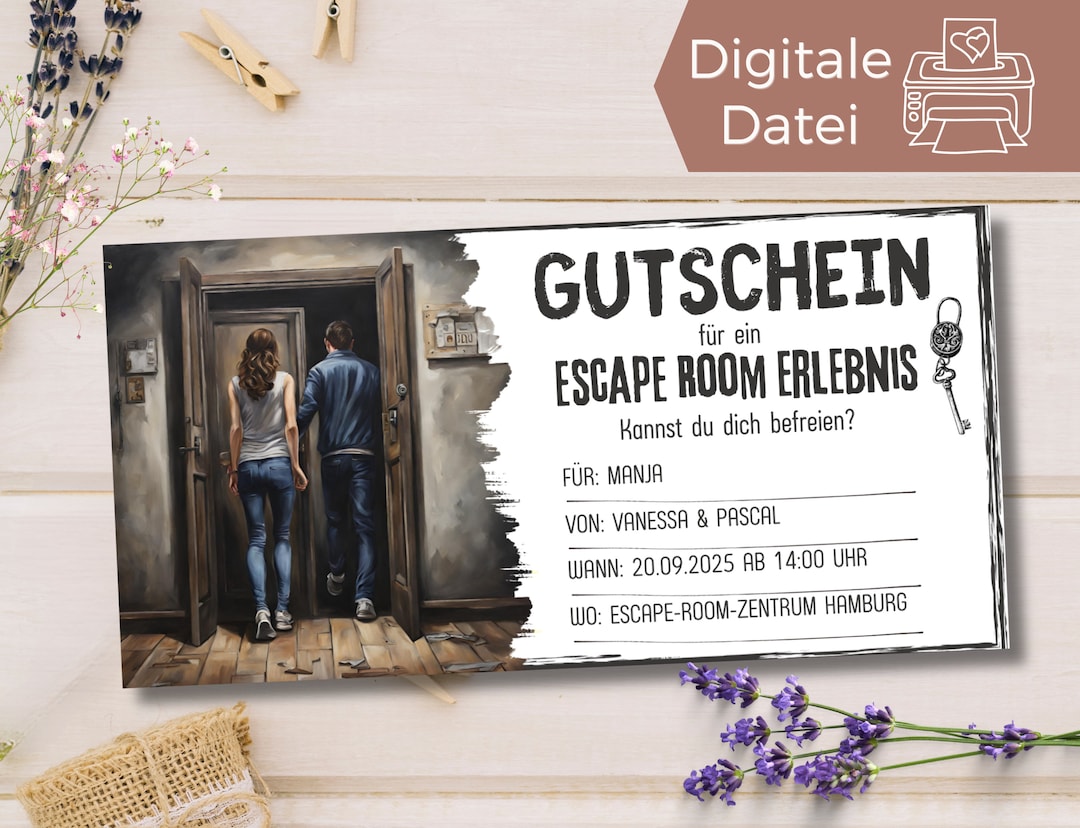 Escape Room Gutschein Vorlage