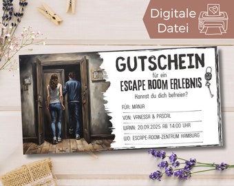 Escape Room Voucher Template | Gift voucher to design and print | Adventure voucher puzzle | Experience voucher