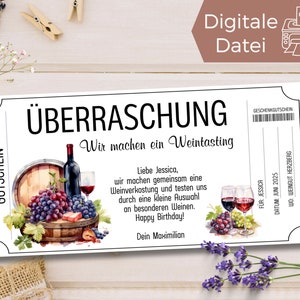 Modello voucher degustazione vino da stampare | Buono degustazione vini | Visita in cantina per creare | Buono regalo per gli amici