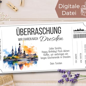 Travel voucher Dresden | Voucher template for a short break | Voucher to print out | Gift voucher vacation city trip