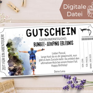 Vouchersjabloon bungeejumpervaring om af te drukken | Cadeaubon bungeejumpen | Bungeejumpen avontuur | Ervaringsbon