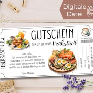 Breakfast voucher template | Breakfast voucher to print | Birthday gift idea | Voucher to design yourself
