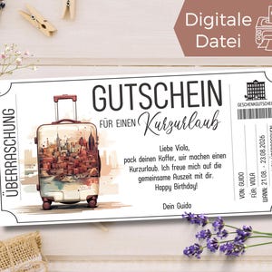 Travel voucher short break | Voucher for a trip template | Voucher flight to print out | Gift voucher holiday in a hotel