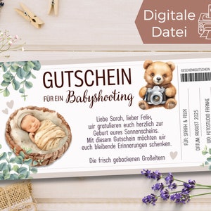 Voucher Baby Shooting Template | Voucher to print out | Gift idea photo shoot memory | gift card