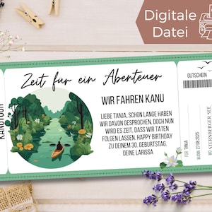 Sjabloon voor voucher voor kanotocht | Kajakcursusvoucher om af te drukken | Voucher voor een kano om te ontwerpen | Cadeaubon Belevenisbon