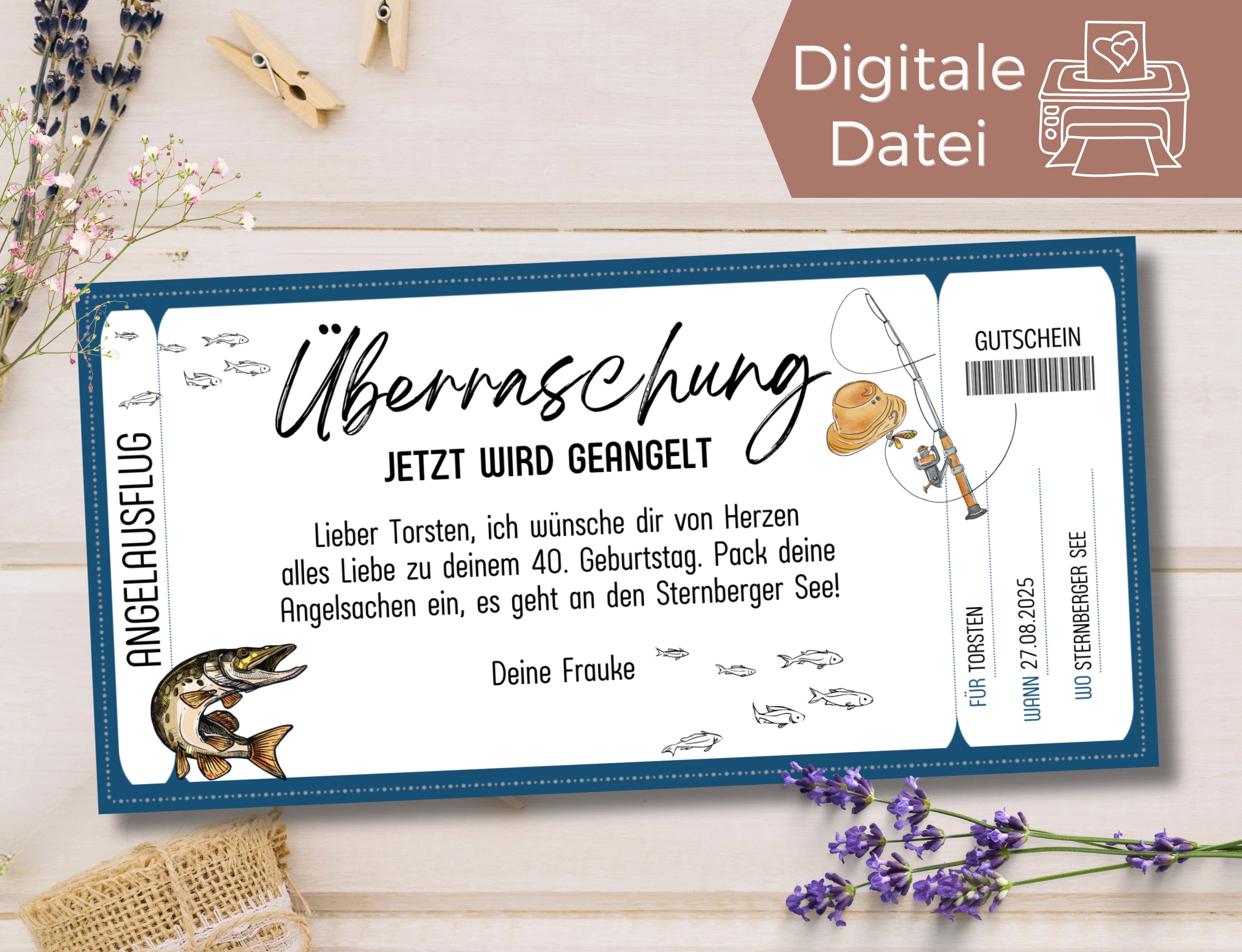 Gutschein Angelausflug Vorlage Gutschein Angelschein Angeln zum