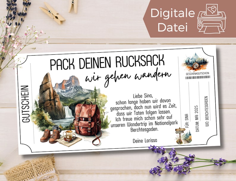 Gutschein Wandern Vorlage Gutschein Ausflug zum Ausdrucken Gutschein