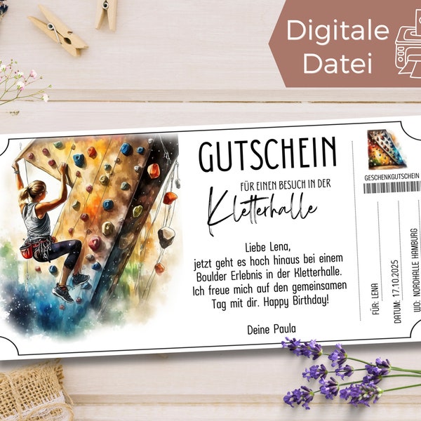 Voucher for Bouldering Etsy