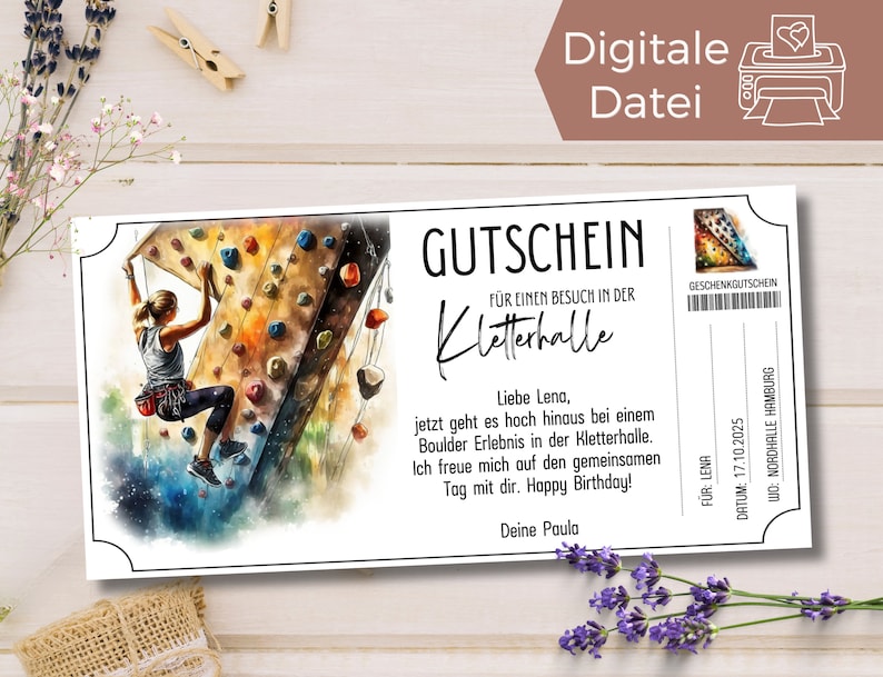 Voucher Climbing Climbing Hall Template for Printing Gift Idea ...