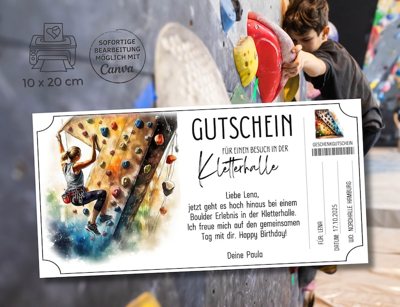 Voucher Climbing Climbing Hall Template for Printing Gift Idea ...