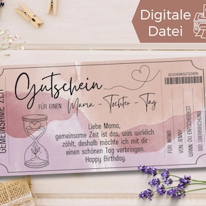 Modello voucher per la festa della mamma e della figlia da stampare | tempo insieme madre figlia | Idea regalo Festa della mamma | Buono regalo per la mamma