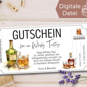 Gutschein Whisky Tasting Vorlage zum Ausdrucken | Gutschein Whiskyverkostung zum Gestalten | Geschenkgutschein Brennerei Besuch