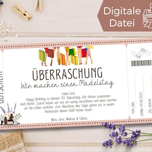Voucher girls day template | Voucher shopping to print | Gift idea girlfriend | Voucher shopping trip | gift card