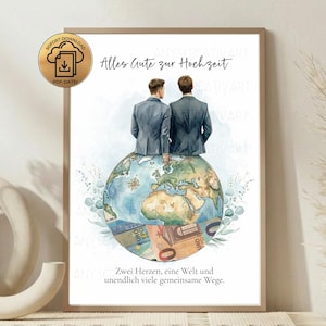 Regalo in denaro per gli sposi al loro matrimonio | Mondo dei matrimoni gay | Idea regalo per coppie gay | Download PDF immediato | Denaro confezionato con cura
