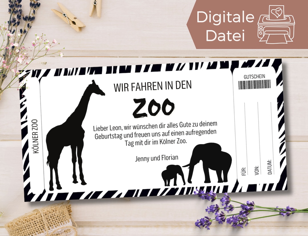 Gutschein Zoobesuch Vorlage Gutschein Ausflug in den Zoo zum