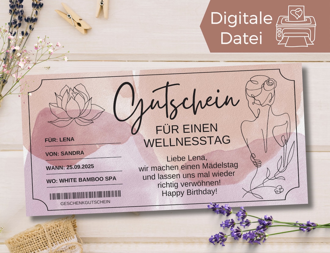 Gutschein Wellnesstag Vorlage Gutschein Wellness Spa Wochenende zum