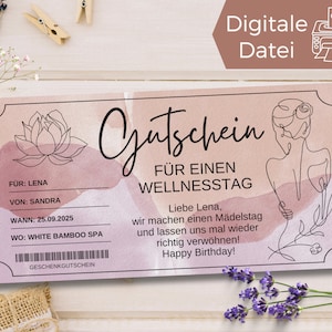 Voucher wellnessdag sjabloon | Wellness-spa-weekendvoucher om uit te printen | Wellness hotelvoucher om te ontwerpen