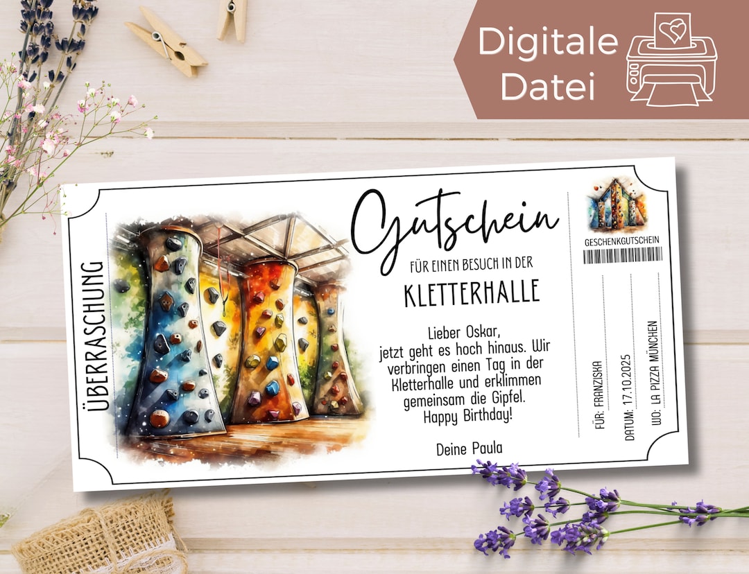 Voucher Climbing Climbing Hall Template for Printing Gift Idea ...
